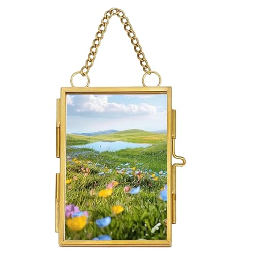 GkgWuxf Bilderrahmen mit Kettenaufhängung,Fotorahmen mit Kette - Messing-Fotorahmen,Hängender Bilderrahmen aus Glas, Vintage-Kunstwerk-Präsentationsrahmen für gepresste Blumen, 5,1 x 7,6 cm GkgWuxf Bilderrahmen mit Kettenaufhängung,Fotorahmen mit Kette - Messing-Fotorahmen,Hängender Bilderrahmen aus Glas, Vintage-Kunstwerk-Präsentationsrahmen für gepresste Blumen, 5,1 x 7,6 cm von GkgWuxf