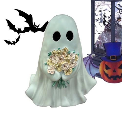 GkgWuxf Halloween Deko - 20 cm Resin Figur Mit Blumen | Gemütliche Tischdekoration Für Wohnzimmer Schlafzimmer Arbeitsplatz Schrank Geschenkidee von GkgWuxf