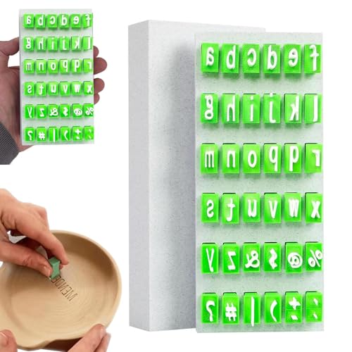 GkgWuxf Ton-Buchstabenstempel, Zahlen-Alphabet-Stempel-Set für Tontöpferei, wiederverwendbare Formen für Enthusiasten, Basteln, Schule, Lehrer, Kinder, , Etiketten, Keramik, Journaling, Urlaub von GkgWuxf