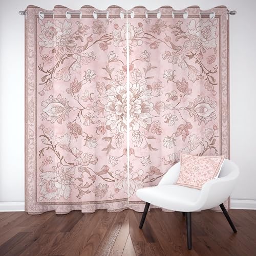 Gklnmcx Abstrakte Floral Vorhang Für Kinderzimmer, Vintage Europäisch Verdunklungsvorhang 2er Set, Tradition Blumen Gardinen Ösen, Wohnzimmer Schlafzimmer, Blackout Vorhange, 137 x 132, 2er Set Gklnmcx Abstrakte Floral Vorhang Für Kinderzimmer, Vintage Europäisch Verdunklungsvorhang 2er Set, Tradition Blumen Gardinen Ösen, Wohnzimmer Schlafzimmer, Blackout Vorhange, 137 x 132, 2er Set von Gklnmcx