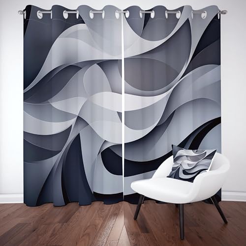 Gklnmcx Abstrakte Wellen Vorhang Ösen,2er Set 137 x 117, Modern Geometrie Gardinen Verdunkelungsvorhang, Chic Art Nordic Vorhange Thermovorhang Kälteschutz, Für Kinderzimmer Gklnmcx Abstrakte Wellen Vorhang Ösen,2er Set 137 x 117, Modern Geometrie Gardinen Verdunkelungsvorhang, Chic Art Nordic Vorhange Thermovorhang Kälteschutz, Für Kinderzimmer von Gklnmcx