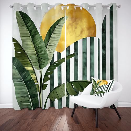 Gklnmcx Bananenblätter Vorhang Für Kinderzimmer, Tropisch Pflanzen Blätter Verdunklungsvorhang 2er Set, Nordic Geometrie Gardinen Ösen, Wohnzimmer Schlafzimmer, Blackout Vorhange, 137 x 132, 2er Set Gklnmcx Bananenblätter Vorhang Für Kinderzimmer, Tropisch Pflanzen Blätter Verdunklungsvorhang 2er Set, Nordic Geometrie Gardinen Ösen, Wohnzimmer Schlafzimmer, Blackout Vorhange, 137 x 132, 2er Set von Gklnmcx