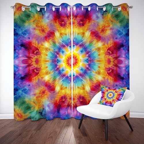 Gklnmcx Bunt Boho Floral Vorhang Für Kinderzimmer, Abstrakte Tie Dye Verdunklungsvorhang 2er Set, Ethnisch Exotisch Gardinen Ösen, Wohnzimmer Schlafzimmer, Blackout Vorhange, 137 x 132, 2er Set Gklnmcx Bunt Boho Floral Vorhang Für Kinderzimmer, Abstrakte Tie Dye Verdunklungsvorhang 2er Set, Ethnisch Exotisch Gardinen Ösen, Wohnzimmer Schlafzimmer, Blackout Vorhange, 137 x 132, 2er Set von Gklnmcx