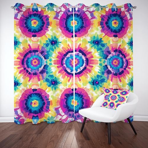 Gklnmcx Bunt Tie Dye Vorhang Ösen,2er Set 137 x 117, Aquarell Abstrakte Gardinen Verdunkelungsvorhang, Boho Bunt Art Geometrie Vorhange Thermovorhang Kälteschutz, Für Kinderzimmer Gklnmcx Bunt Tie Dye Vorhang Ösen,2er Set 137 x 117, Aquarell Abstrakte Gardinen Verdunkelungsvorhang, Boho Bunt Art Geometrie Vorhange Thermovorhang Kälteschutz, Für Kinderzimmer von Gklnmcx
