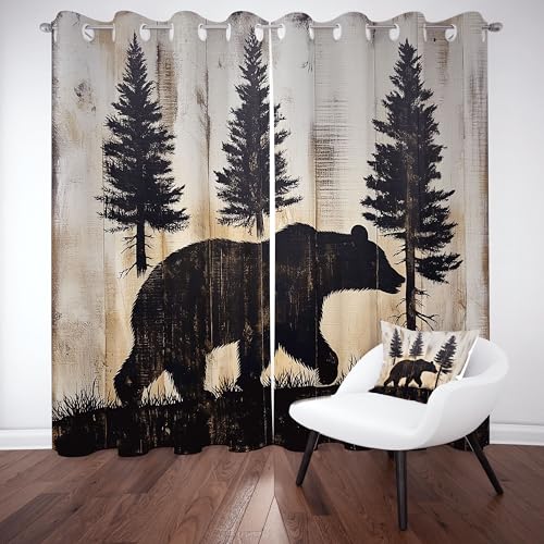 Gklnmcx Dschungel Bär Vorhang Für Kinderzimmer, Tiermotiv Silhouette Verdunklungsvorhang 2er Set, Rustikal Bauernhau Holz Gardinen Ösen, Wohnzimmer Schlafzimmer, Blackout Vorhange, 137 x 132, 2er Set Gklnmcx Dschungel Bär Vorhang Für Kinderzimmer, Tiermotiv Silhouette Verdunklungsvorhang 2er Set, Rustikal Bauernhau Holz Gardinen Ösen, Wohnzimmer Schlafzimmer, Blackout Vorhange, 137 x 132, 2er Set von Gklnmcx