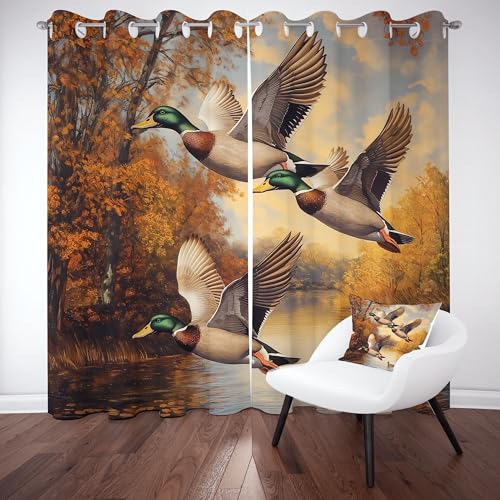 Gklnmcx Ente Tier Vorhang Für Kinderzimmer, Herbst Wildente Verdunklungsvorhang 2er Set, Jagd Hütte Rustikal Ländlich Gardinen Ösen, Wohnzimmer Schlafzimmer, Blackout Vorhange, 137 x 132, 2er Set Gklnmcx Ente Tier Vorhang Für Kinderzimmer, Herbst Wildente Verdunklungsvorhang 2er Set, Jagd Hütte Rustikal Ländlich Gardinen Ösen, Wohnzimmer Schlafzimmer, Blackout Vorhange, 137 x 132, 2er Set von Gklnmcx