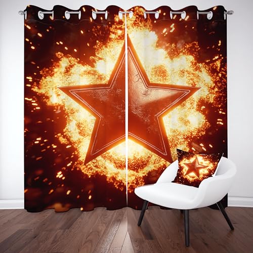 Gklnmcx Flamme Pentagramm Vorhang Ösen,2er Set 137 x 117, Coole Geometrie Gardinen Verdunkelungsvorhang, Modern Chic Deko Vorhange Thermovorhang Kälteschutz, Für Kinderzimmer Gklnmcx Flamme Pentagramm Vorhang Ösen,2er Set 137 x 117, Coole Geometrie Gardinen Verdunkelungsvorhang, Modern Chic Deko Vorhange Thermovorhang Kälteschutz, Für Kinderzimmer von Gklnmcx