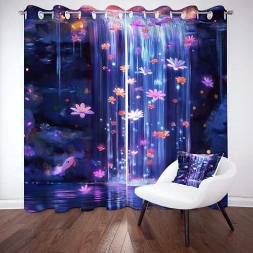 Gklnmcx Floral Wasserfall Vorhang Für Kinderzimmer, Fantasie Dschungel Blumen Verdunklungsvorhang 2er Set, Natur Pflanzen Gardinen Ösen, Wohnzimmer Schlafzimmer, Blackout Vorhange, 137 x 132, 2er Set Gklnmcx Floral Wasserfall Vorhang Für Kinderzimmer, Fantasie Dschungel Blumen Verdunklungsvorhang 2er Set, Natur Pflanzen Gardinen Ösen, Wohnzimmer Schlafzimmer, Blackout Vorhange, 137 x 132, 2er Set von Gklnmcx