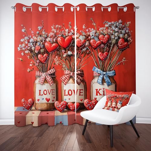 Gklnmcx Herzmotiv Floral Vorhang Ösen,2er Set 137 x 117, Schleife Liebe Herz Gardinen Verdunkelungsvorhang, Ölgemälde Handzeichnung Vorhange Thermovorhang Kälteschutz, Für Kinderzimmer Gklnmcx Herzmotiv Floral Vorhang Ösen,2er Set 137 x 117, Schleife Liebe Herz Gardinen Verdunkelungsvorhang, Ölgemälde Handzeichnung Vorhange Thermovorhang Kälteschutz, Für Kinderzimmer von Gklnmcx