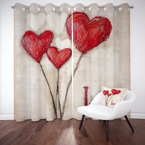 Gklnmcx Herzmotiv Ölgemälde Vorhang Ösen,2er Set 137 x 117, Liebe Herz Floral Gardinen Verdunkelungsvorhang, Vintage Minimalist Vorhange Thermovorhang Kälteschutz, Für Kinderzimmer Gklnmcx Herzmotiv Ölgemälde Vorhang Ösen,2er Set 137 x 117, Liebe Herz Floral Gardinen Verdunkelungsvorhang, Vintage Minimalist Vorhange Thermovorhang Kälteschutz, Für Kinderzimmer von Gklnmcx