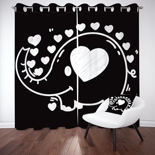 Gklnmcx Karikatur Elefant Vorhang 175 x 140, Niedlich Tiermotiv Vorhange, Liebe Herz Cartoon Gardinen, 2er Set Verdunklungsvorhang Kälteschutz Thermogardine Blickdicht Curtain Ösen Gklnmcx Karikatur Elefant Vorhang 175 x 140, Niedlich Tiermotiv Vorhange, Liebe Herz Cartoon Gardinen, 2er Set Verdunklungsvorhang Kälteschutz Thermogardine Blickdicht Curtain Ösen von Gklnmcx