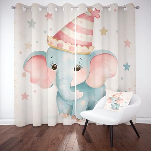 Gklnmcx Karikatur Elefant Vorhang Für Kinderzimmer, Bunt Stern Waldtiere Verdunklungsvorhang 2er Set, Cartoon Niedlich Gardinen Ösen, Wohnzimmer Schlafzimmer, Blackout Vorhange, 137 x 132, 2er Set Gklnmcx Karikatur Elefant Vorhang Für Kinderzimmer, Bunt Stern Waldtiere Verdunklungsvorhang 2er Set, Cartoon Niedlich Gardinen Ösen, Wohnzimmer Schlafzimmer, Blackout Vorhange, 137 x 132, 2er Set von Gklnmcx