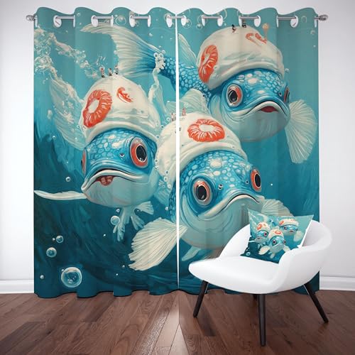 Gklnmcx Karikatur Meerestier Vorhang Ösen,2er Set 137 x 117, Ozean Fisch Gardinen Verdunkelungsvorhang, Niedlich Meerestier Vorhange Thermovorhang Kälteschutz, Für Kinderzimmer Gklnmcx Karikatur Meerestier Vorhang Ösen,2er Set 137 x 117, Ozean Fisch Gardinen Verdunkelungsvorhang, Niedlich Meerestier Vorhange Thermovorhang Kälteschutz, Für Kinderzimmer von Gklnmcx