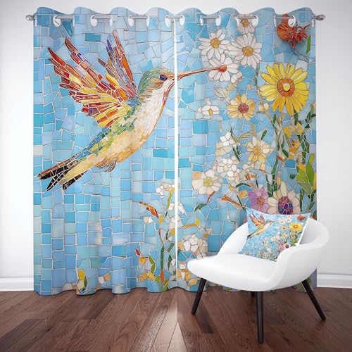 Gklnmcx Kolibri Floral Vorhang Für Kinderzimmer, Collage Fliesen Verdunklungsvorhang 2er Set, Modern Abstrakte Gardinen Ösen, Wohnzimmer Schlafzimmer, Blackout Vorhange, 137 x 132, 2er Set Gklnmcx Kolibri Floral Vorhang Für Kinderzimmer, Collage Fliesen Verdunklungsvorhang 2er Set, Modern Abstrakte Gardinen Ösen, Wohnzimmer Schlafzimmer, Blackout Vorhange, 137 x 132, 2er Set von Gklnmcx