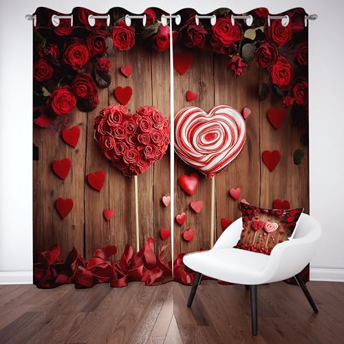 Gklnmcx Liebe Herz Lutscher Vorhang Ösen,2er Set 137 x 117, Rose Herzmotiv Gardinen Verdunkelungsvorhang, Romantisch Floral Vorhange Thermovorhang Kälteschutz, Für Kinderzimmer Gklnmcx Liebe Herz Lutscher Vorhang Ösen,2er Set 137 x 117, Rose Herzmotiv Gardinen Verdunkelungsvorhang, Romantisch Floral Vorhange Thermovorhang Kälteschutz, Für Kinderzimmer von Gklnmcx