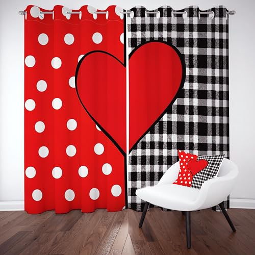 Gklnmcx Liebe Herz Vorhang Ösen,2er Set 137 x 117, Schwarz Weiß Kariert Gardinen Verdunkelungsvorhang, Buffalo Plaid Tupfen Vorhange Thermovorhang Kälteschutz, Für Kinderzimmer Gklnmcx Liebe Herz Vorhang Ösen,2er Set 137 x 117, Schwarz Weiß Kariert Gardinen Verdunkelungsvorhang, Buffalo Plaid Tupfen Vorhange Thermovorhang Kälteschutz, Für Kinderzimmer von Gklnmcx