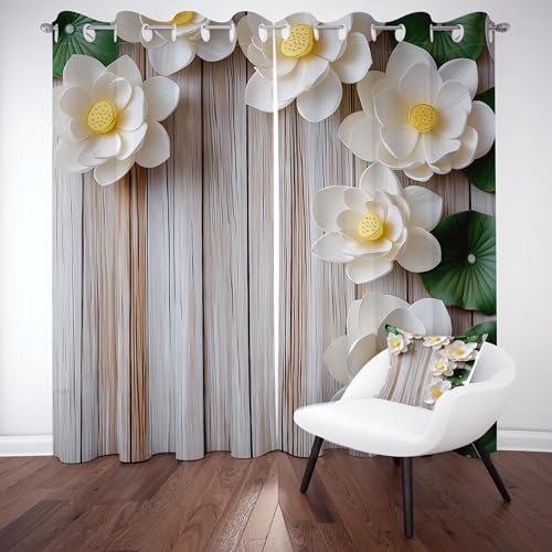 Gklnmcx Lotus Floral Vorhang Für Kinderzimmer, Pflanzen Blätter Verdunklungsvorhang 2er Set, Holzmaserung Rustikal Gardinen Ösen, Wohnzimmer Schlafzimmer, Blackout Vorhange, 137 x 132, 2er Set Gklnmcx Lotus Floral Vorhang Für Kinderzimmer, Pflanzen Blätter Verdunklungsvorhang 2er Set, Holzmaserung Rustikal Gardinen Ösen, Wohnzimmer Schlafzimmer, Blackout Vorhange, 137 x 132, 2er Set von Gklnmcx
