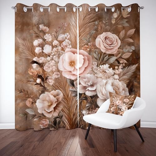 Gklnmcx Mohnblume Rose Vorhang Für Kinderzimmer, Floral Vintage Verdunklungsvorhang 2er Set, Blumen Elegant Gardinen Ösen, Wohnzimmer Schlafzimmer, Blackout Vorhange, 137 x 132, 2er Set Gklnmcx Mohnblume Rose Vorhang Für Kinderzimmer, Floral Vintage Verdunklungsvorhang 2er Set, Blumen Elegant Gardinen Ösen, Wohnzimmer Schlafzimmer, Blackout Vorhange, 137 x 132, 2er Set von Gklnmcx