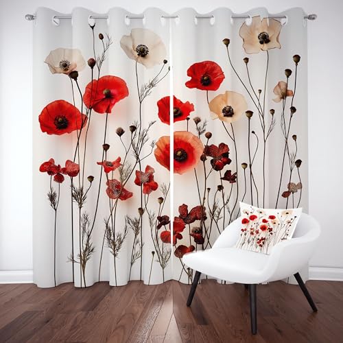 Gklnmcx Mohnblume Vorhang Ösen,2er Set 137 x 117, Natur Floral Gardinen Verdunkelungsvorhang, Pflanzen Aquarell Vorhange Thermovorhang Kälteschutz, Für Kinderzimmer Gklnmcx Mohnblume Vorhang Ösen,2er Set 137 x 117, Natur Floral Gardinen Verdunkelungsvorhang, Pflanzen Aquarell Vorhange Thermovorhang Kälteschutz, Für Kinderzimmer von Gklnmcx