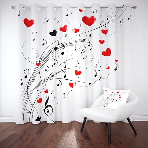 Gklnmcx Musiknoten Vorhang Für Kinderzimmer, Liebe Herz Musik Symbol Verdunklungsvorhang 2er Set, Modern Minimalist Gardinen Ösen, Wohnzimmer Schlafzimmer, Blackout Vorhange, 137 x 132, 2er Set Gklnmcx Musiknoten Vorhang Für Kinderzimmer, Liebe Herz Musik Symbol Verdunklungsvorhang 2er Set, Modern Minimalist Gardinen Ösen, Wohnzimmer Schlafzimmer, Blackout Vorhange, 137 x 132, 2er Set von Gklnmcx