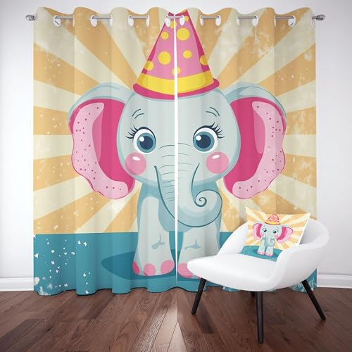 Gklnmcx Niedlich Elefant Vorhang 175 x 140, Karikatur Waldtiere Vorhange, Nette Cartoon Tiermotiv Gardinen, 2er Set Verdunklungsvorhang Kälteschutz Thermogardine Blickdicht Curtain Ösen Gklnmcx Niedlich Elefant Vorhang 175 x 140, Karikatur Waldtiere Vorhange, Nette Cartoon Tiermotiv Gardinen, 2er Set Verdunklungsvorhang Kälteschutz Thermogardine Blickdicht Curtain Ösen von Gklnmcx
