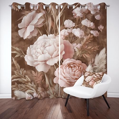 Gklnmcx Pfingstrose Vorhang Ösen,2er Set 137 x 117, Floral Pflanzen Gardinen Verdunkelungsvorhang, Vintage Elegant Vorhange Thermovorhang Kälteschutz, Für Kinderzimmer Gklnmcx Pfingstrose Vorhang Ösen,2er Set 137 x 117, Floral Pflanzen Gardinen Verdunkelungsvorhang, Vintage Elegant Vorhange Thermovorhang Kälteschutz, Für Kinderzimmer von Gklnmcx