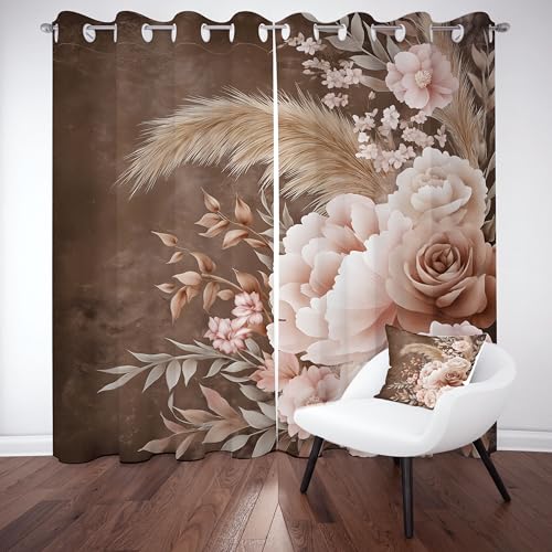 Gklnmcx Rose Pfingstrose Vorhang Ösen,2er Set 137 x 117, Vintage Floral Gardinen Verdunkelungsvorhang, Elegant Blumen Vorhange Thermovorhang Kälteschutz, Für Kinderzimmer Gklnmcx Rose Pfingstrose Vorhang Ösen,2er Set 137 x 117, Vintage Floral Gardinen Verdunkelungsvorhang, Elegant Blumen Vorhange Thermovorhang Kälteschutz, Für Kinderzimmer von Gklnmcx