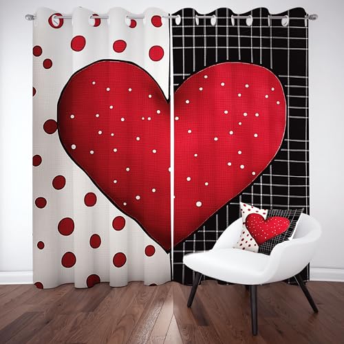 Gklnmcx Rot Liebe Herz Vorhang Für Kinderzimmer, Tupfen Karo Verdunklungsvorhang 2er Set, Modern Minimalist Gardinen Ösen, Wohnzimmer Schlafzimmer, Blackout Vorhange, 137 x 132, 2er Set Gklnmcx Rot Liebe Herz Vorhang Für Kinderzimmer, Tupfen Karo Verdunklungsvorhang 2er Set, Modern Minimalist Gardinen Ösen, Wohnzimmer Schlafzimmer, Blackout Vorhange, 137 x 132, 2er Set von Gklnmcx