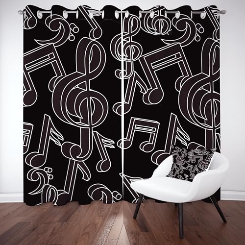 Gklnmcx Schwarz Weiß Musiknoten Vorhang Für Kinderzimmer, Musik Symbol Verdunklungsvorhang 2er Set, Minimalist Modern Gardinen Ösen, Wohnzimmer Schlafzimmer, Blackout Vorhange, 137 x 132, 2er Set Gklnmcx Schwarz Weiß Musiknoten Vorhang Für Kinderzimmer, Musik Symbol Verdunklungsvorhang 2er Set, Minimalist Modern Gardinen Ösen, Wohnzimmer Schlafzimmer, Blackout Vorhange, 137 x 132, 2er Set von Gklnmcx