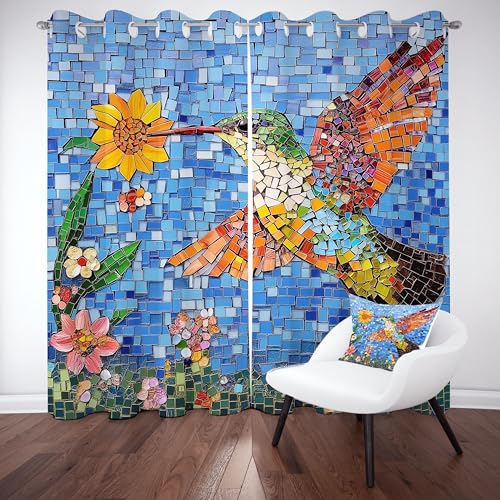 Gklnmcx Tiermotiv Kolibri Vorhang Ösen,2er Set 137 x 117, Bunt Floral Collage Gardinen Verdunkelungsvorhang, Abstrakte Fliesen Vorhange Thermovorhang Kälteschutz, Für Kinderzimmer Gklnmcx Tiermotiv Kolibri Vorhang Ösen,2er Set 137 x 117, Bunt Floral Collage Gardinen Verdunkelungsvorhang, Abstrakte Fliesen Vorhange Thermovorhang Kälteschutz, Für Kinderzimmer von Gklnmcx
