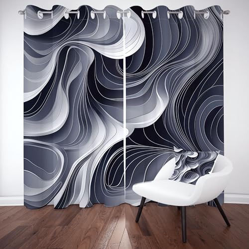 Gklnmcx Wellen Abstrakte Vorhang Ösen,2er Set 137 x 117, Geometrie Gestreift Gardinen Verdunkelungsvorhang, Chic Modern Neutral Vorhange Thermovorhang Kälteschutz, Für Kinderzimmer Gklnmcx Wellen Abstrakte Vorhang Ösen,2er Set 137 x 117, Geometrie Gestreift Gardinen Verdunkelungsvorhang, Chic Modern Neutral Vorhange Thermovorhang Kälteschutz, Für Kinderzimmer von Gklnmcx