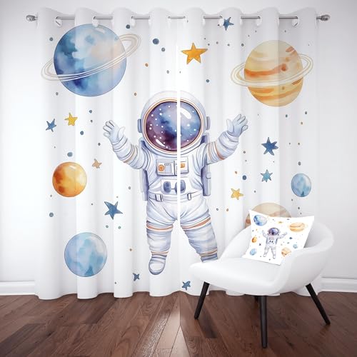 Gklnmcx Weltraum Astronaut Vorhang Ösen,2er Set 137 x 117, Universum Planet Gardinen Verdunkelungsvorhang, Weltall Stern Karikatur Vorhange Thermovorhang Kälteschutz, Für Kinderzimmer Gklnmcx Weltraum Astronaut Vorhang Ösen,2er Set 137 x 117, Universum Planet Gardinen Verdunkelungsvorhang, Weltall Stern Karikatur Vorhange Thermovorhang Kälteschutz, Für Kinderzimmer von Gklnmcx