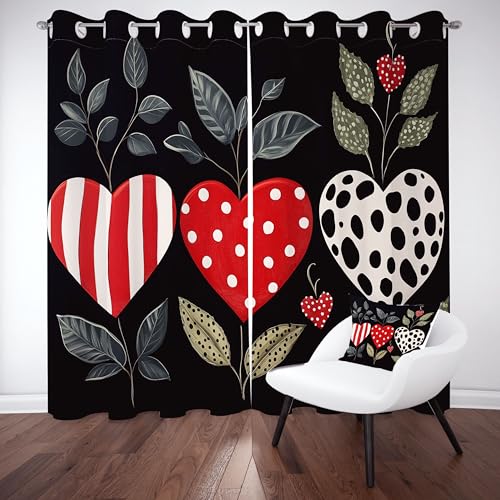 Liebe Herz Blätter Vorhang Für Kinderzimmer, Gestreift Gepunktet Verdunklungsvorhang 2er Set, Rustikal Leopard Gardinen Ösen, Wohnzimmer Schlafzimmer, Blackout Vorhange, 137 x 132, 2er Set Liebe Herz Blätter Vorhang Für Kinderzimmer, Gestreift Gepunktet Verdunklungsvorhang 2er Set, Rustikal Leopard Gardinen Ösen, Wohnzimmer Schlafzimmer, Blackout Vorhange, 137 x 132, 2er Set von Gklnmcx