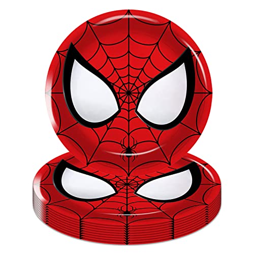 Gkszajo 32 Stück Spinnen-Partyteller, Einweg-Pappteller, Miles Morales Spider Hero Geburtstagspartyzubehör, 17,8 cm (7 Zoll) (rot) von Gkszajo