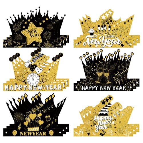 Gkumgwo Neujahrshüte - 18X Silvester Kronenhüte - Verstellbare Foto Requisiten Party Tiara Happy New Year Dekorationen für Silvester Gkumgwo Neujahrshüte - 18X Silvester Kronenhüte - Verstellbare Foto Requisiten Party Tiara Happy New Year Dekorationen für Silvester von Gkumgwo