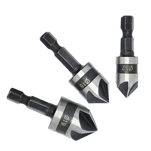 Gkumgwo Senkbohrer | Sechskantschaft Senker Für Entgratung,Robuste 90 Grad Senker zur Entgratung für Holzbearbeitung, Fräsen & Bauprojekte, 3-tlg. Set von Gkumgwo