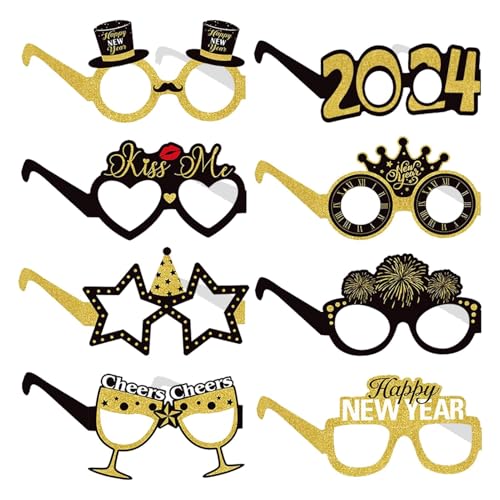 Gkumgwo Silvesterbrille – 8 x Neujahrs-Sonnenbrillen aus Papier, Silvesterbedarf, leichte Fotografie-Dekoration, Foto-Requisiten, Brille für Neujahr Gkumgwo Silvesterbrille – 8 x Neujahrs-Sonnenbrillen aus Papier, Silvesterbedarf, leichte Fotografie-Dekoration, Foto-Requisiten, Brille für Neujahr von Gkumgwo