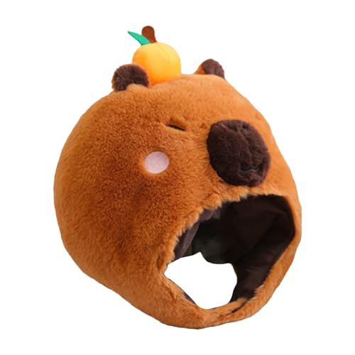 Gkumgwo Stofftier-Partyhüte – modische orangefarbene Capybara-Kopfbedeckung – Neuheit Cosplay Zubehör für Urlaubspartys Bühnenauftritte Gkumgwo Stofftier-Partyhüte – modische orangefarbene Capybara-Kopfbedeckung – Neuheit Cosplay Zubehör für Urlaubspartys Bühnenauftritte von Gkumgwo