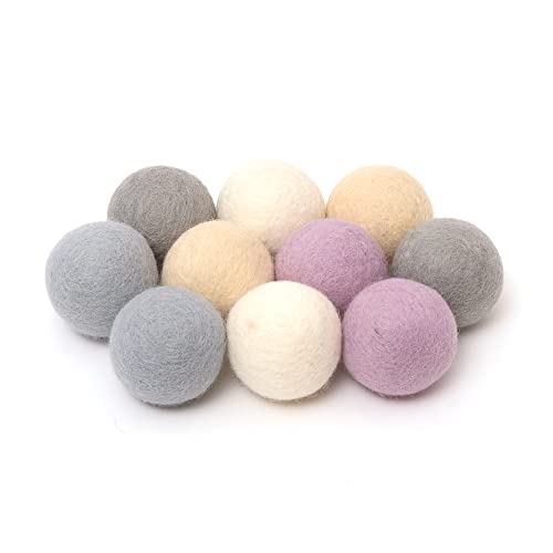 Glaciart One Filzbälle, Filz-Pompons (10 Stück), 4 cm – 4,6 cm, handgefertigt, Filz, 5 Pastellfarben, Filzbälle für Katzen, Filzen und Girlanden von Glaciart One