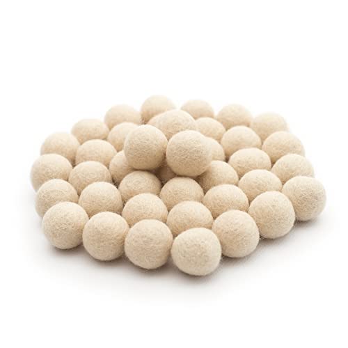 Glaciart One Filzkugeln, Filz-Pompons (40 Stück) 2 Zentimeter - 0,8 Zoll, handgefertigte Filz-Pompons - Großpackung Kleiner Puffs zum Filzen und für Girlanden von Glaciart One