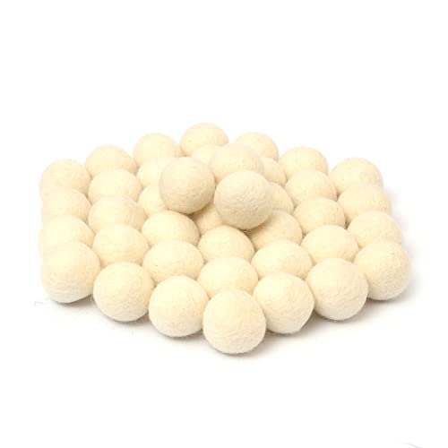 Glaciart One Filzkugeln, Filz-Pompons (40 Stück) 2 Zentimeter - 0,8 Zoll, handgefertigte Filz-Pompons - Großpackung Kleiner Puffs zum Filzen und für Girlanden von Glaciart One