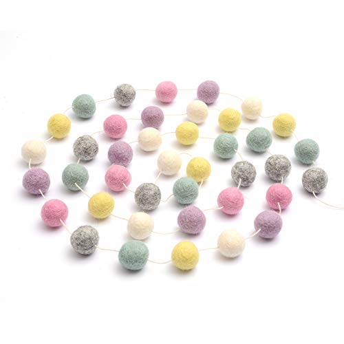 Glaciart One Pom Pom Girlande - Filzkugel-Girlande - 9 Fuß, 40 Kugeln, 6 Pastellfarben, Pom Pom Dekorationen, Kinderzimmer Dekor, Wimpel, Geburtstagsfeier Dekorationen, Karneval, Foto-Requisite Glaciart One Pom Pom Girlande - Filzkugel-Girlande - 9 Fuß, 40 Kugeln, 6 Pastellfarben, Pom Pom Dekorationen, Kinderzimmer Dekor, Wimpel, Geburtstagsfeier Dekorationen, Karneval, Foto-Requisite von Glaciart One