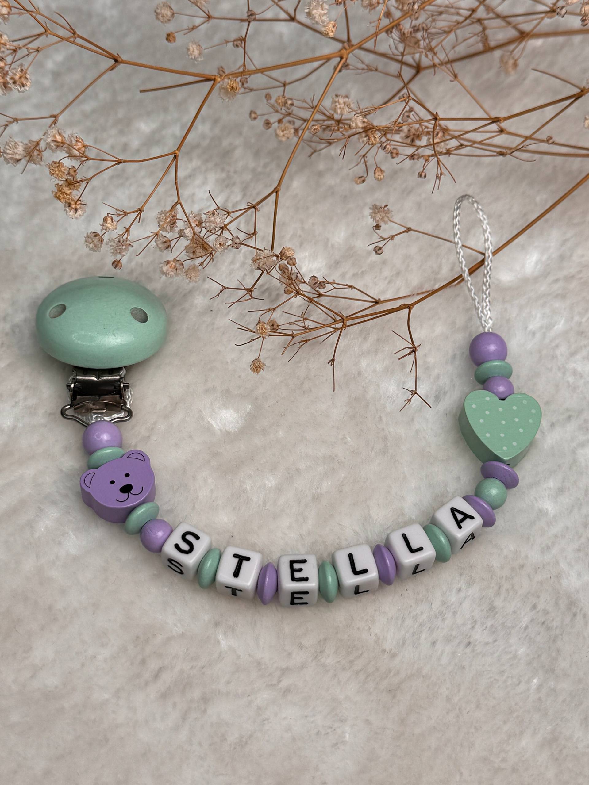 Schnullerkette Mit Wunchname, in Lila Mint, Geschenkidee, Babyparty, Personalisiert, Geschenk Zur Geburt Schnullerkette Mit Wunchname, in Lila Mint, Geschenkidee, Babyparty, Personalisiert, Geschenk Zur Geburt von GlamAccessoires