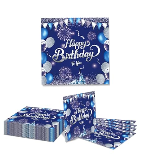 GlamRays 20 Stück Happy Birthday Servietten Blau und Silber Thema Einweg Papier Servietten für Dinner Picknick Cocktail Geburtstags Party Bedarf Dekorationen für Männer Frauen GlamRays 20 Stück Happy Birthday Servietten Blau und Silber Thema Einweg Papier Servietten für Dinner Picknick Cocktail Geburtstags Party Bedarf Dekorationen für Männer Frauen von GlamRays