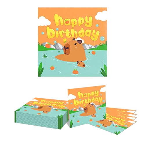 GlamRays 20 Stück Servietten Capibara, Capibara Servietten Kindergeburtstag，Capibara Deko Geburtstag Kinder für Kindergeburtstag Jungen Mädchen Geburtstag(33x33CM) von GlamRays