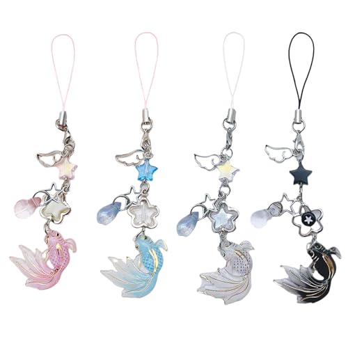 GlamRays 4 Stück Handy Anhänger Ästhetischer Y2K Phone Charm, Süßes Telefon Lanyard String, Cute Keychain Koi Karpfen für Handytasche, Schlüsselanhänger, Kamera-Anhänger GlamRays 4 Stück Handy Anhänger Ästhetischer Y2K Phone Charm, Süßes Telefon Lanyard String, Cute Keychain Koi Karpfen für Handytasche, Schlüsselanhänger, Kamera-Anhänger von GlamRays