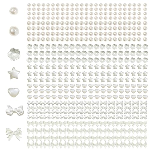 GlamRays 500 Stück ABS Imitationsperlen Stern Herz Schleppe Knoten Kreis Blumenperlchen Weiß Ästhetische Perlen für Schmuckherstellung Armbänder Halsketten Ohrringe GlamRays 500 Stück ABS Imitationsperlen Stern Herz Schleppe Knoten Kreis Blumenperlchen Weiß Ästhetische Perlen für Schmuckherstellung Armbänder Halsketten Ohrringe von GlamRays