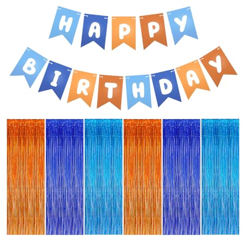 GlamRays Blau Orange Geburtstagsparty Dekorationen, Frohes Geburtstag Banner und Blau-Orange Party Streifen für Geburtstagsdekorationen GlamRays Blau Orange Geburtstagsparty Dekorationen, Frohes Geburtstag Banner und Blau-Orange Party Streifen für Geburtstagsdekorationen von GlamRays