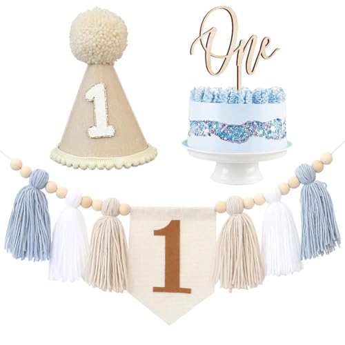 GlamRays Säugling Junge Erstes Geburtstagsparty Dekorationen Blauer Hochstuhl Banner 1. Geburtstag Krone Kuchenaufsätze 1. Geburtstag Dekoration Khaki GlamRays Säugling Junge Erstes Geburtstagsparty Dekorationen Blauer Hochstuhl Banner 1. Geburtstag Krone Kuchenaufsätze 1. Geburtstag Dekoration Khaki von GlamRays