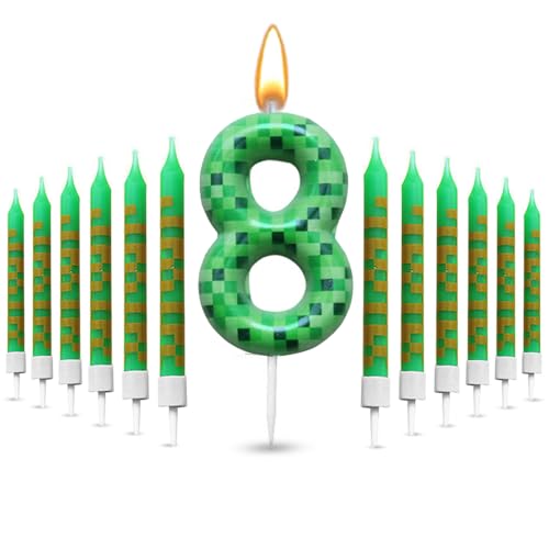 Glamifyr 13 Stück Kerze 8 Geburtstag Junge, Tortendeko Junge Geburtstagskerzen Zahlen 8, Kerzen Grün Pixel Geburtstagskerzen Kerze 8 geburtstag mädchen Cartoon Gaming Themen Torteparty Deko Glamifyr 13 Stück Kerze 8 Geburtstag Junge, Tortendeko Junge Geburtstagskerzen Zahlen 8, Kerzen Grün Pixel Geburtstagskerzen Kerze 8 geburtstag mädchen Cartoon Gaming Themen Torteparty Deko von Glamifyr